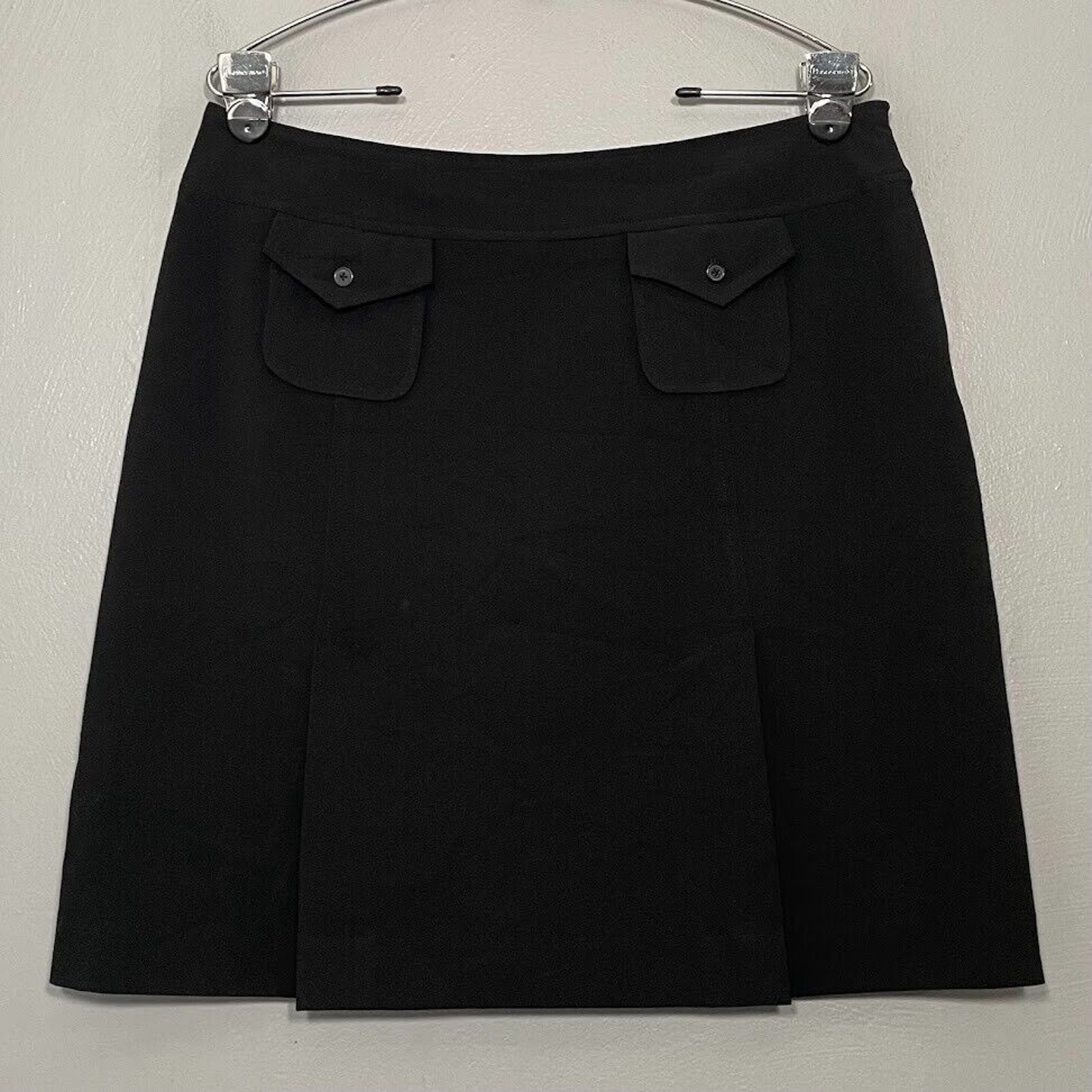 Larry Levine Skirt Size 10 Black Pocket Schoolgirl Y2k Dark Academia Office Twee
